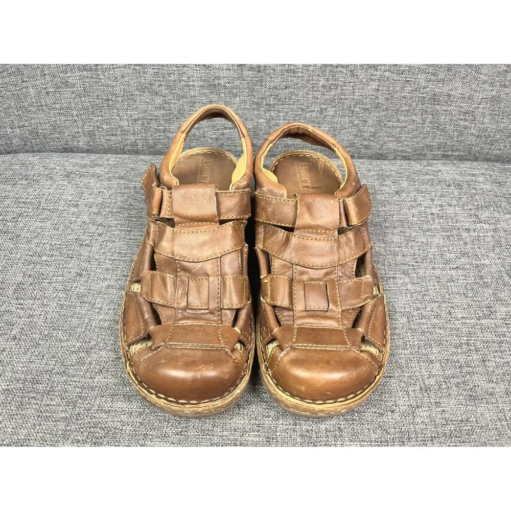 Born Cabot III Mens Brown Leather Fisherman Sandals Caged Closed Toe Size 11/44